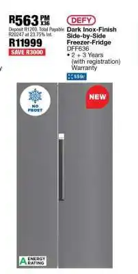 OK Furniture Defy Dark Inox-Finish Side-by-Side Freezer-Fridge DFF636 offer