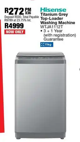 OK Furniture Hisense Titanium Grey Top-Loader Washing Machine WTJA112T offer