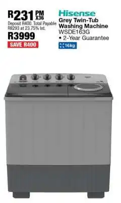 OK Furniture Hisense Grey Twin-Tub Washing Machine offer