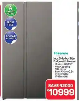 Pick n Pay Hypermarket Hisense Inox Side-by-Side Fridge with Freezer offer