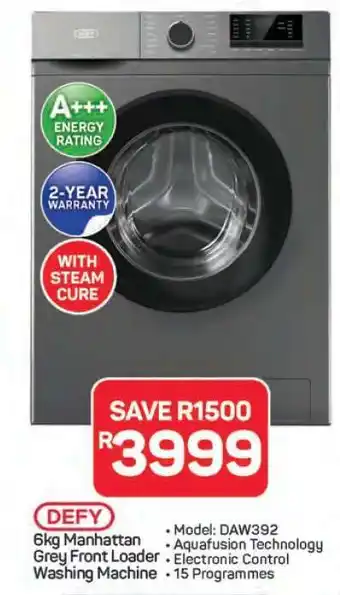 Pick n Pay Hypermarket DEFY 6kg Manhattan Grey Front Loader Washing Machine offer