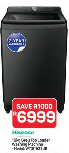 Pick n Pay Hypermarket Hisense 18kg Grey Top Loader Washing Machine offer