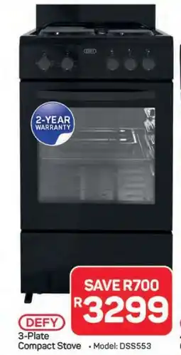Pick n Pay Hypermarket DEFY 3-Plate Compact Stove offer