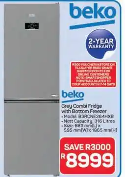 Pick n Pay Hypermarket Beko Grey Combi Fridge with Bottom Freezer offer