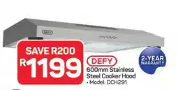 Pick n Pay Hypermarket DEFY 600mm Stainless Steel Cooker Hood offer