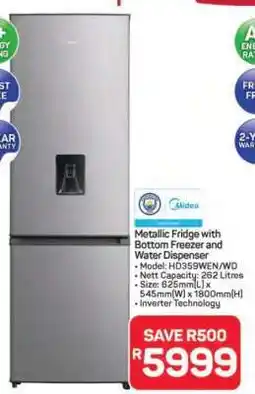 Pick n Pay Hypermarket Metallic Fridge with Bottom Freezer and Water Dispenser offer