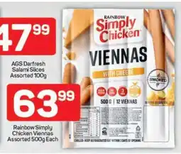 Pick n Pay Rainbow Simply Chicken Viennas Assorted 500g Each offer