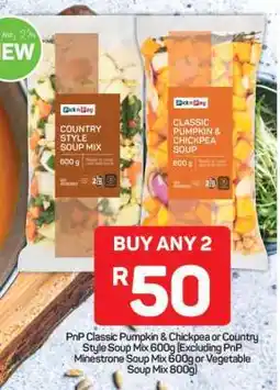 Pick n Pay PnP Classic Pumpkin & Chickpea or Country Style Soup Mix 600g offer