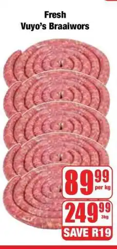 Boxer Fresh Vuyo's Braaiwors offer