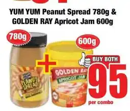 Boxer YUM YUM Peanut Spread 780g & GOLDEN RAY Apricot Jam 600g offer