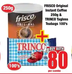 Boxer FRISCO Original Instant Coffee 250g & TRINCO Tagless Teabags 100's offer
