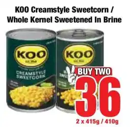 Boxer KOO Creamstyle Sweetcorn / Whole Kernel Sweetened In Brine offer