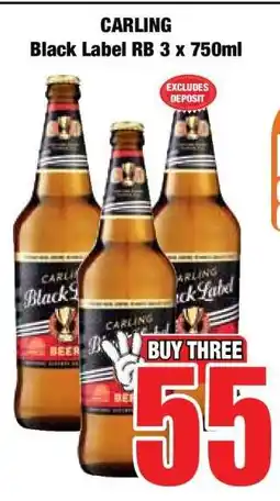 Boxer CARLING Black Label RB 3 x 750ml offer