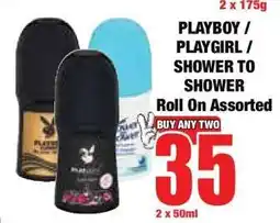 Boxer PLAYBOY / PLAYGIRL / SHOWER TO SHOWER Roll On Assorted offer