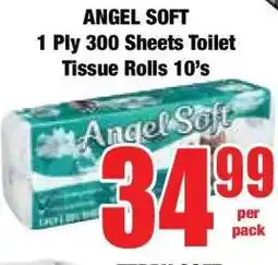 Boxer ANGEL SOFT 1 Ply 300 Sheets Toilet Tissue Rolls 10's offer
