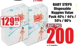 Boxer BABY STEPS Disposable Nappies Value Pack 40's / 44's / 50's / 60's offer