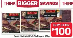 Pick n Pay Hypermarket Eskort Marinated Pork Rib Burgers 500g offer