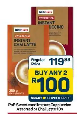 Pick n Pay Hypermarket PnP Sweetened Instant Cappuccino Assorted or Chai Latte 10s offer