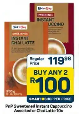 Pick n Pay PnP Sweetened Instant Cappuccino Assorted or Chai Latte offer