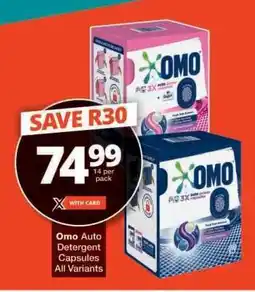Checkers Omo Auto Detergent Capsules All Variants offer