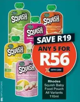 Checkers Rhodes Squish Baby Food Pouch offer