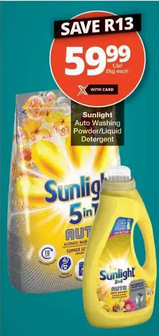 Checkers Sunlight Auto Washing Powder/Liquid Detergent offer