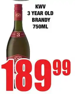 Boxer KWV 3-Year Old Brandy 750ml offer