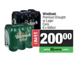 Spar Tops Windhoek Premium Draught or Lager Cans offer