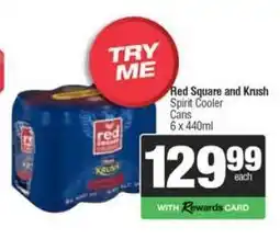 Spar Tops Red Square and Krush Spirit Cooler Cans offer