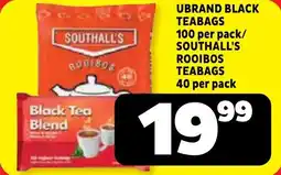 Usave Ubrand black teabags/ Southall's rooibos teabags offer