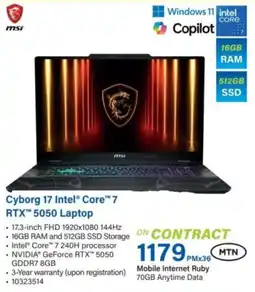 Incredible Connection Msi Cyborg 17 Intel Core 7 RTX 5050 Laptop offer