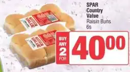 Spar SPAR Country Value Raisin Buns offer