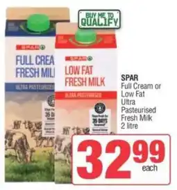 Spar SPAR Full Cream or Low Fat Ultra Pasteurised Fresh Milk offer