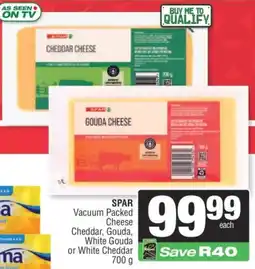 Spar SPAR Vacuum Packed Cheese Cheddar, Gouda, White Gouda or White Cheddar offer