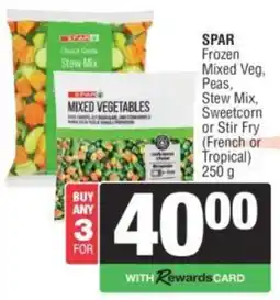 Spar SPAR Frozen Mixed Veg, Peas, Stew Mix, Sweetcorn or Stir Fry offer
