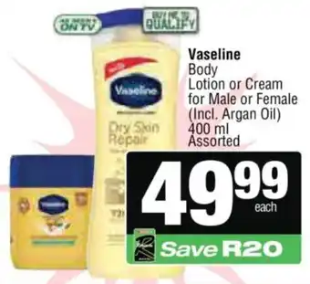 Vaseline Body Lotion or Cream for Male or Female Assorted