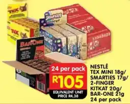 Shoprite Nestlé tex mini/ smarties/ 2-finger kitkat/ bar-one offer