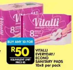 Shoprite Vitalli everyday/ econo sanitary pads offer