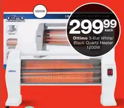 Checkers Ottimo 3-Bar White/ Black Quartz Heater 1200W offer
