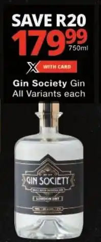 Checkers Gin Society Gin All Variants offer