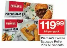 Checkers Pieman's Frozen Sausage Rolls/ Pies All Variants offer