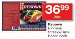 Checkers Renown Rindless Streaky/ Back Bacon offer