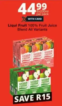 Checkers Liqui Fruit 100% Fruit Juice Blend All Variants offer
