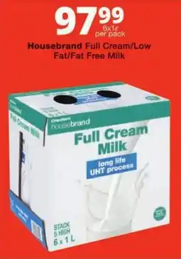 Checkers Housebrand Full Cream/ Low Fat/ Fat Free Milk offer