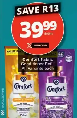 Checkers Comfort Fabric Conditioner Refill All Variants offer