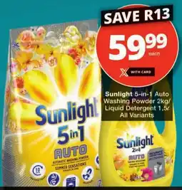 Checkers Sunlight 5-in-1 Auto Washing Powder/ Liquid Detergent All Variants offer