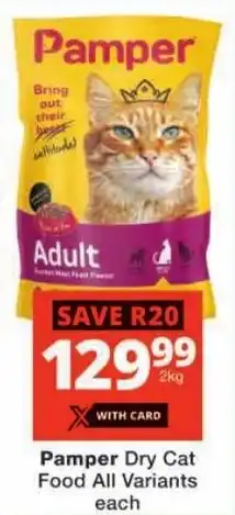 Checkers Pamper Dry Cat Food All Variants offer