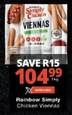 Checkers Rainbow Simply Chicken Viennas offer