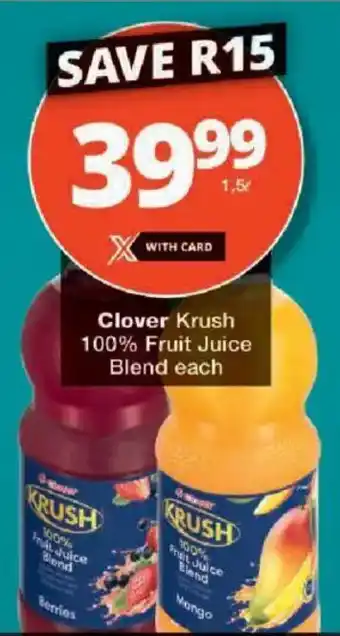 Checkers Clover Krush 100% Fruit Juice Blend offer