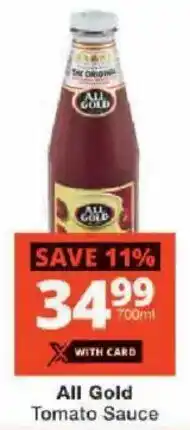 Checkers All Gold Tomato Sauce offer